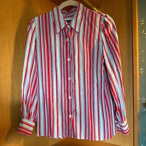 APC Women's Red, White and Light Blue Button-Down